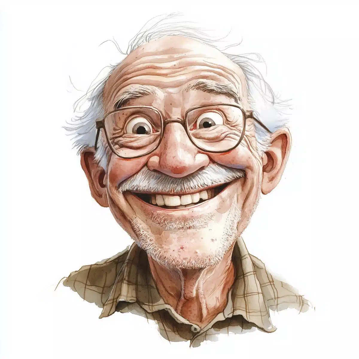 Cartoon Elderly Man Laughing Midjourney提示词