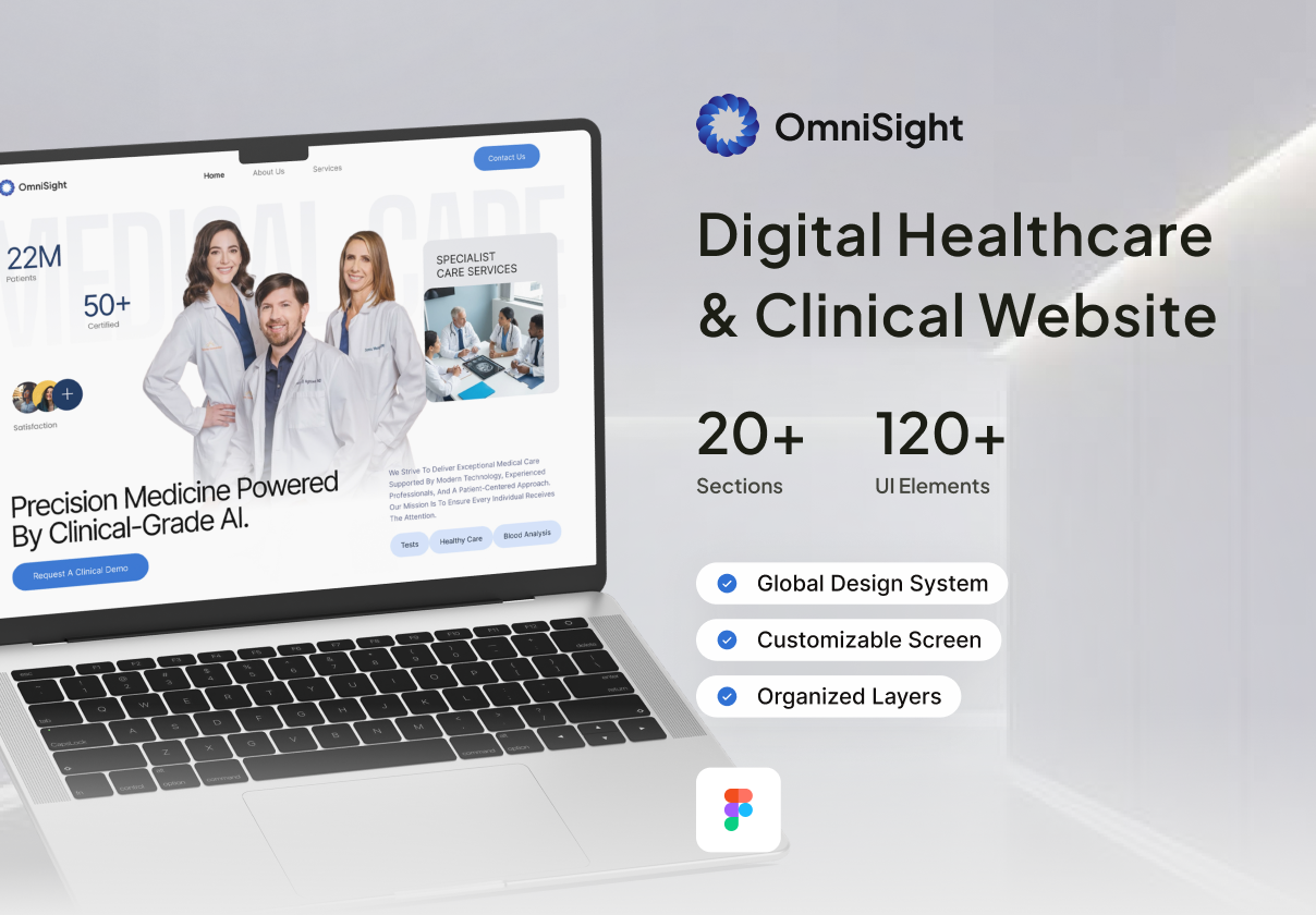 数字医疗网站UI套件（Omnisight），Omnisight - Digital Healthcare & Clinical Website