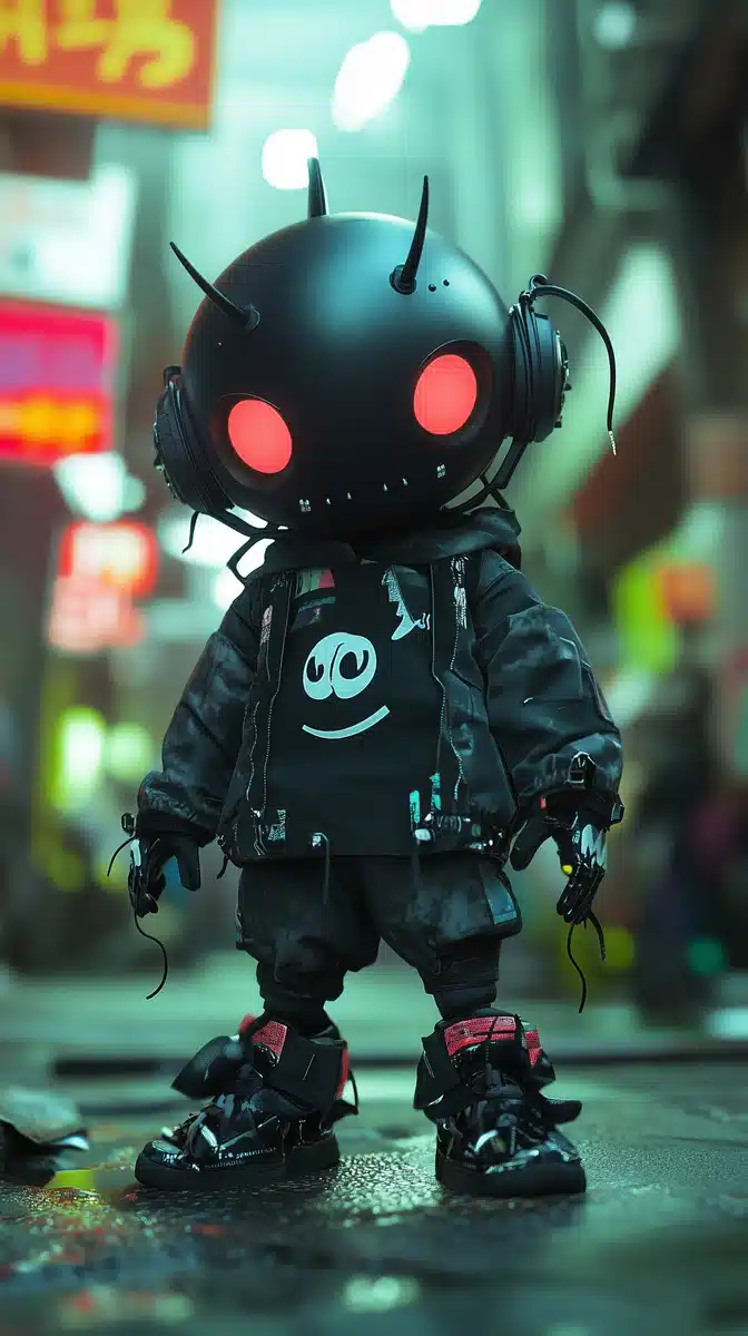 Chibi Punk Robot Portrait Midjourney提示词
