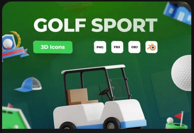 Golf Sport 3D Icon Set