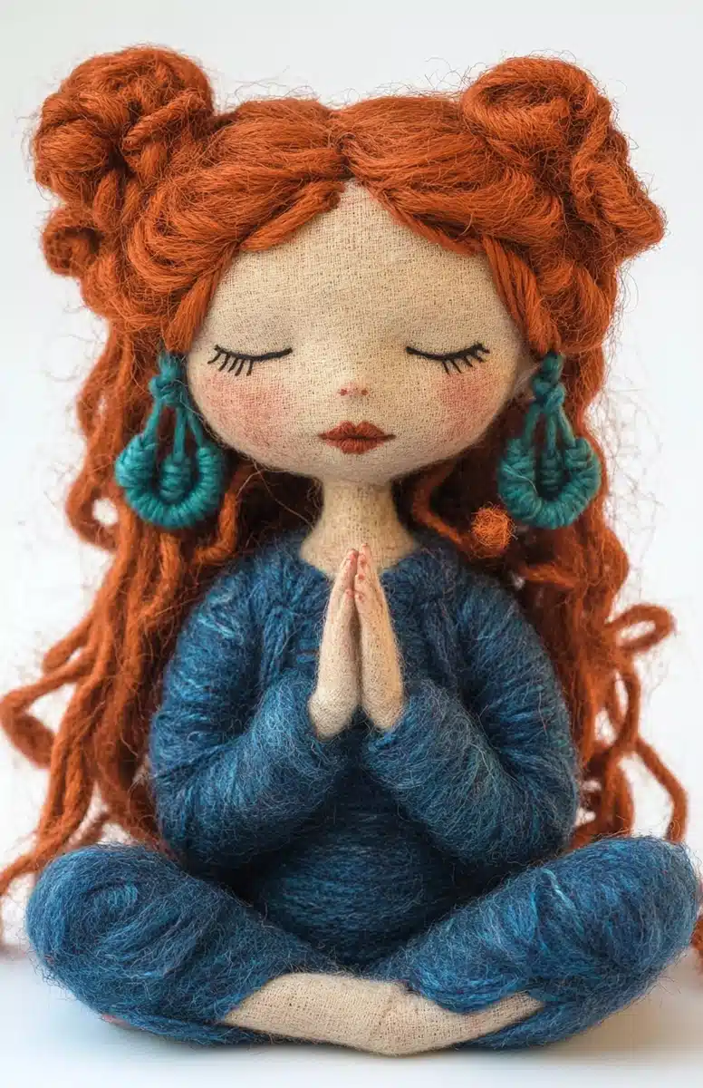 Wool Doll Meditating Blue Midjourney提示词