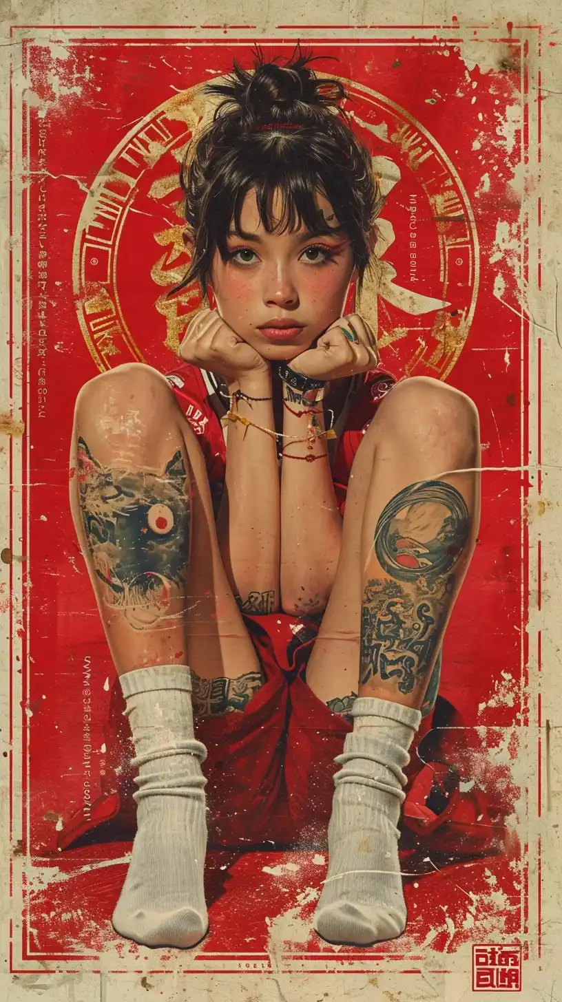 Colorful Japanese Tattooed Boy Midjourney提示词