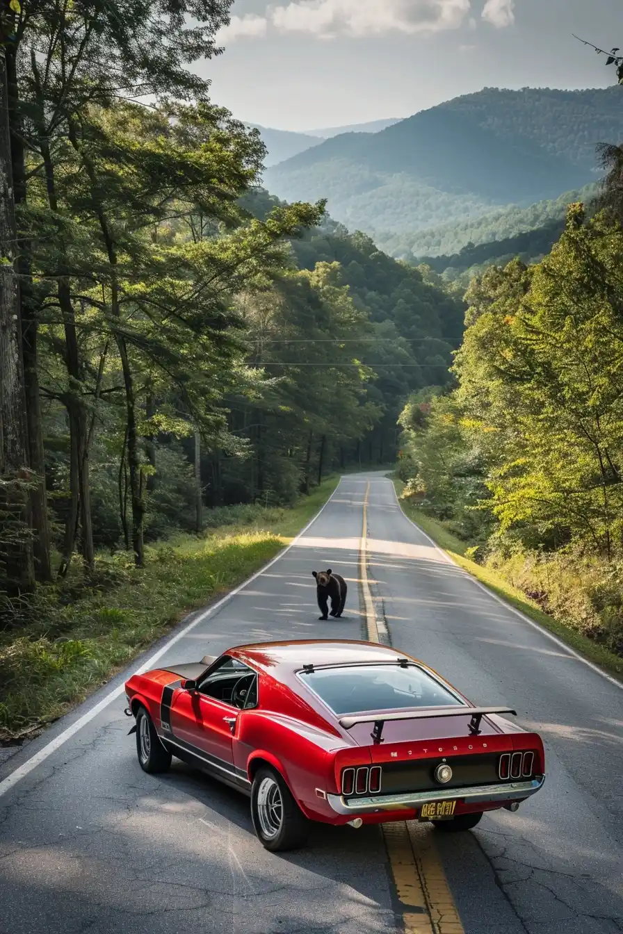 Realistic Bear and Mustang Midjourney提示词