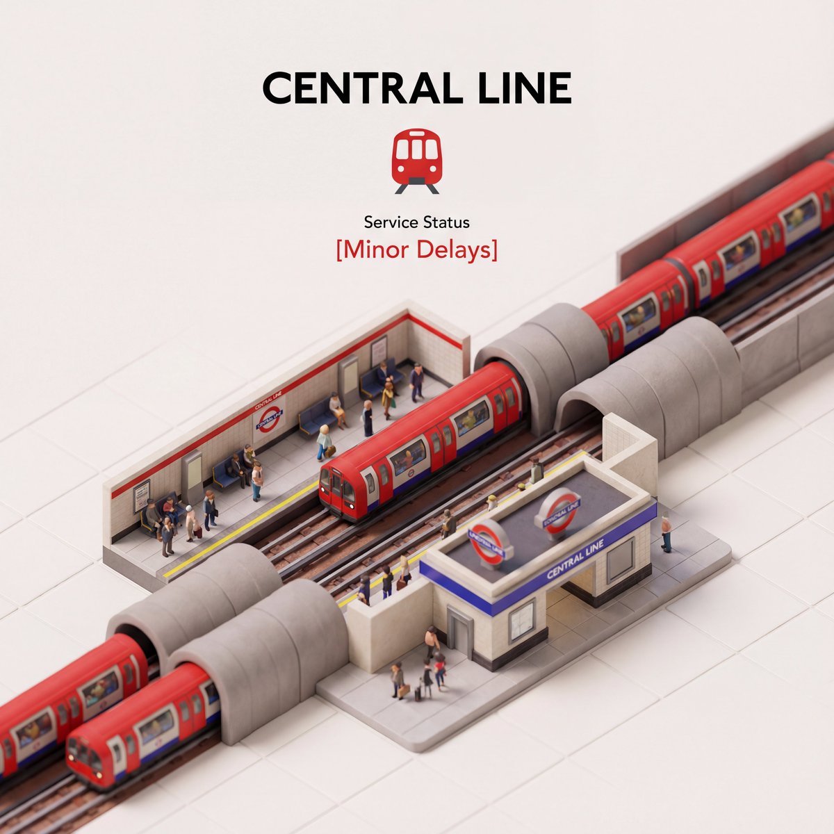 Central Line Miniature Diorama | London Underground Model Nano Banana提示词