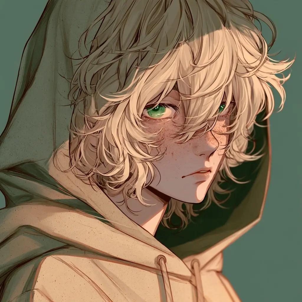 Anime Blonde Hooded Boy Midjourney提示词