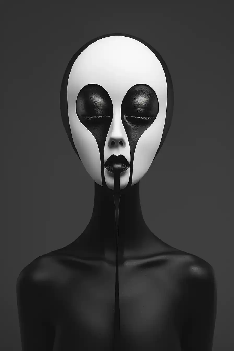 Symmetrical Mirror Mannequin Midjourney提示词