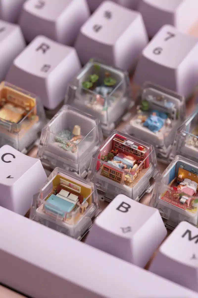 Miniature Bedrooms Under Keycaps Midjourney提示词