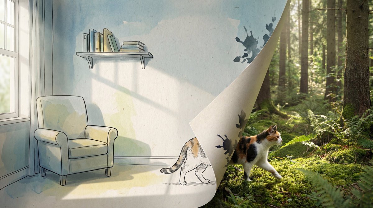 Whimsical Cat Journey: Sketch to Photorealistic Forest Nano Banana提示词