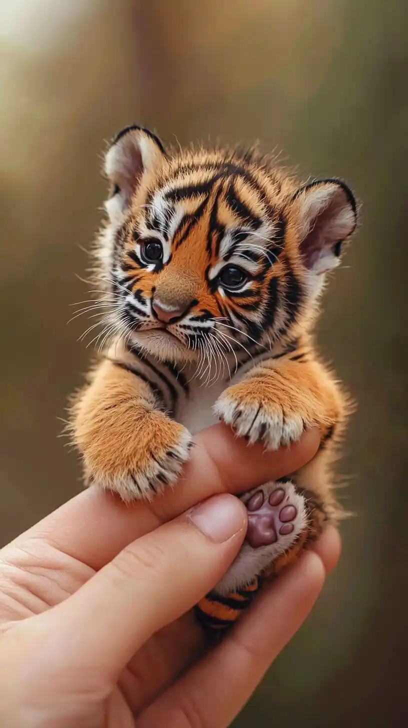 Tiny Tiger on Finger Midjourney提示词