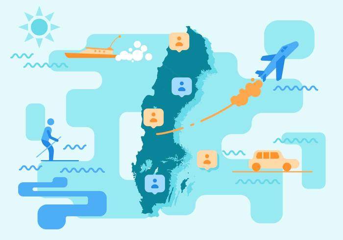 免费独特的瑞典地图向量