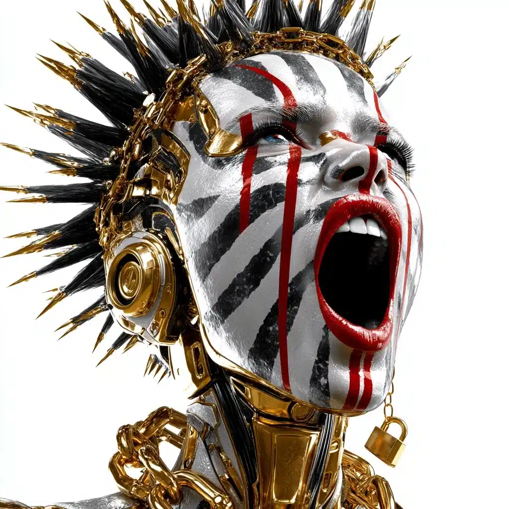 Metallic Punk Android Portrait Midjourney提示词