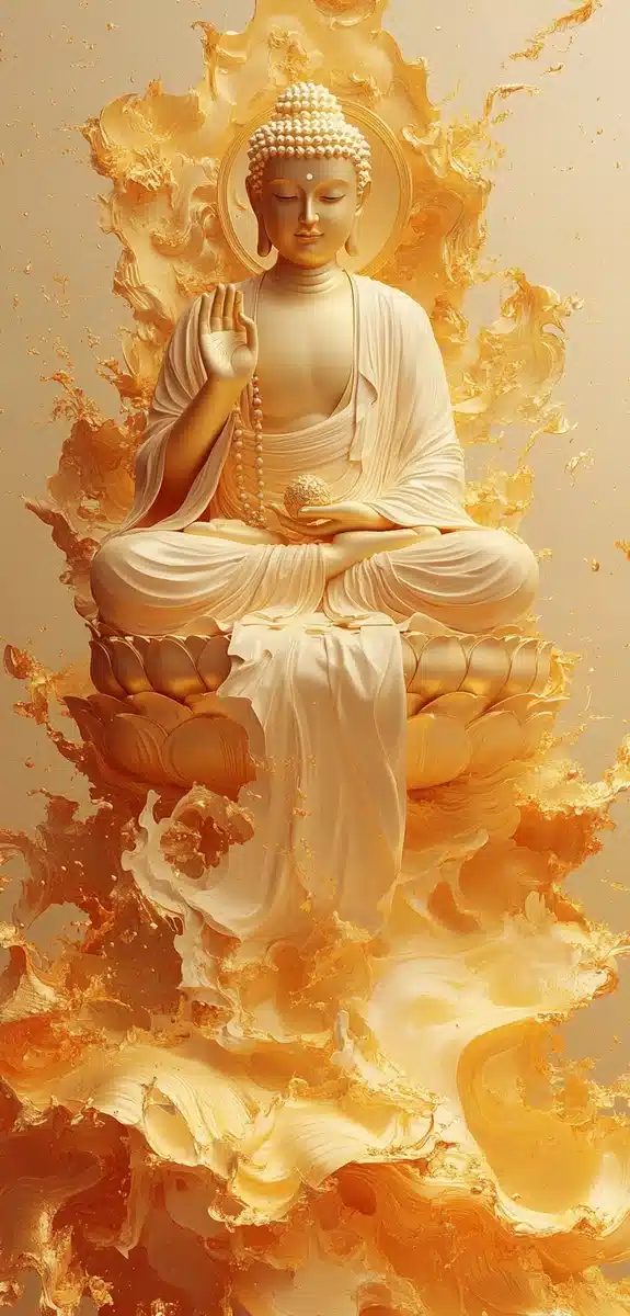 Golden Buddha on Lotus Midjourney提示词