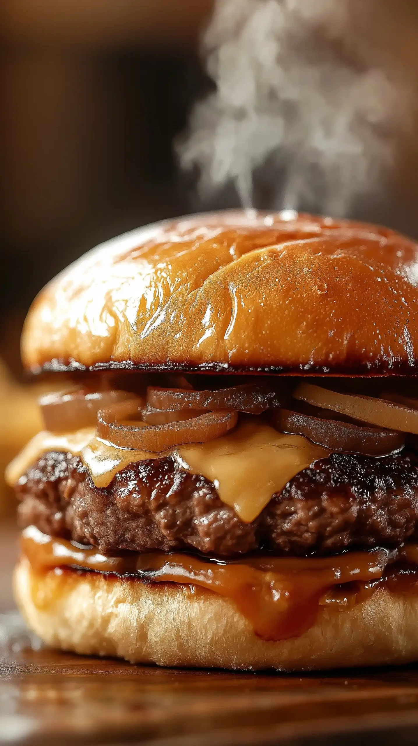 Gourmet Cheeseburger Close-Up Midjourney提示词