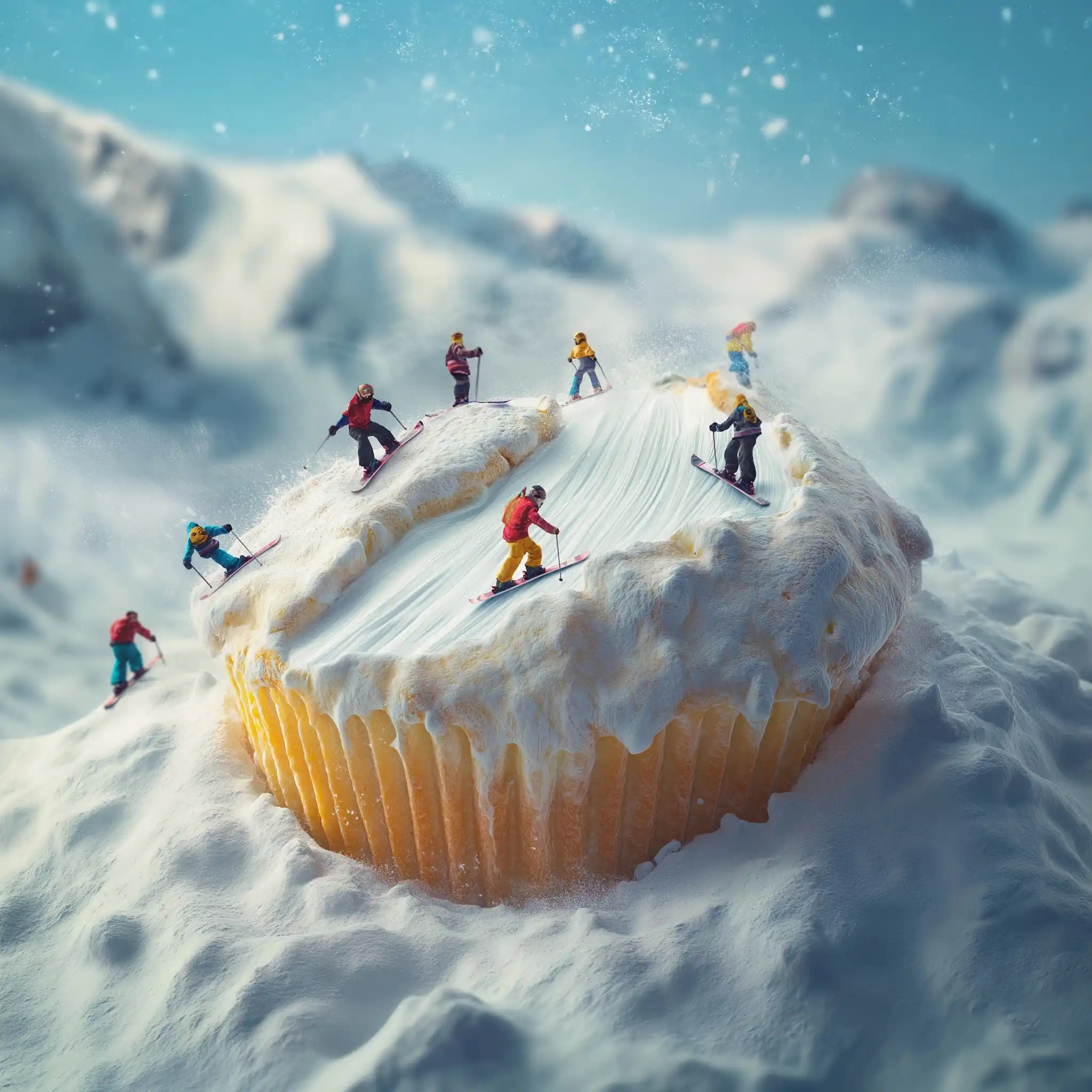 Surreal Skiing on Muffin Midjourney提示词
