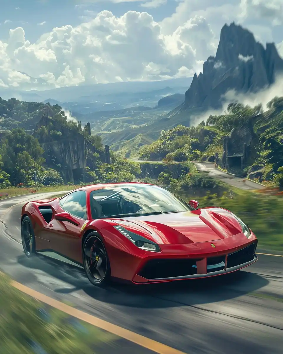 Realistic Ferrari Race Day Midjourney提示词