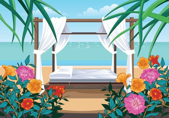 一个美丽的海滩和小屋
