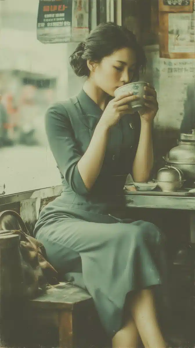 North Korean Soldier Tea Scene Midjourney提示词
