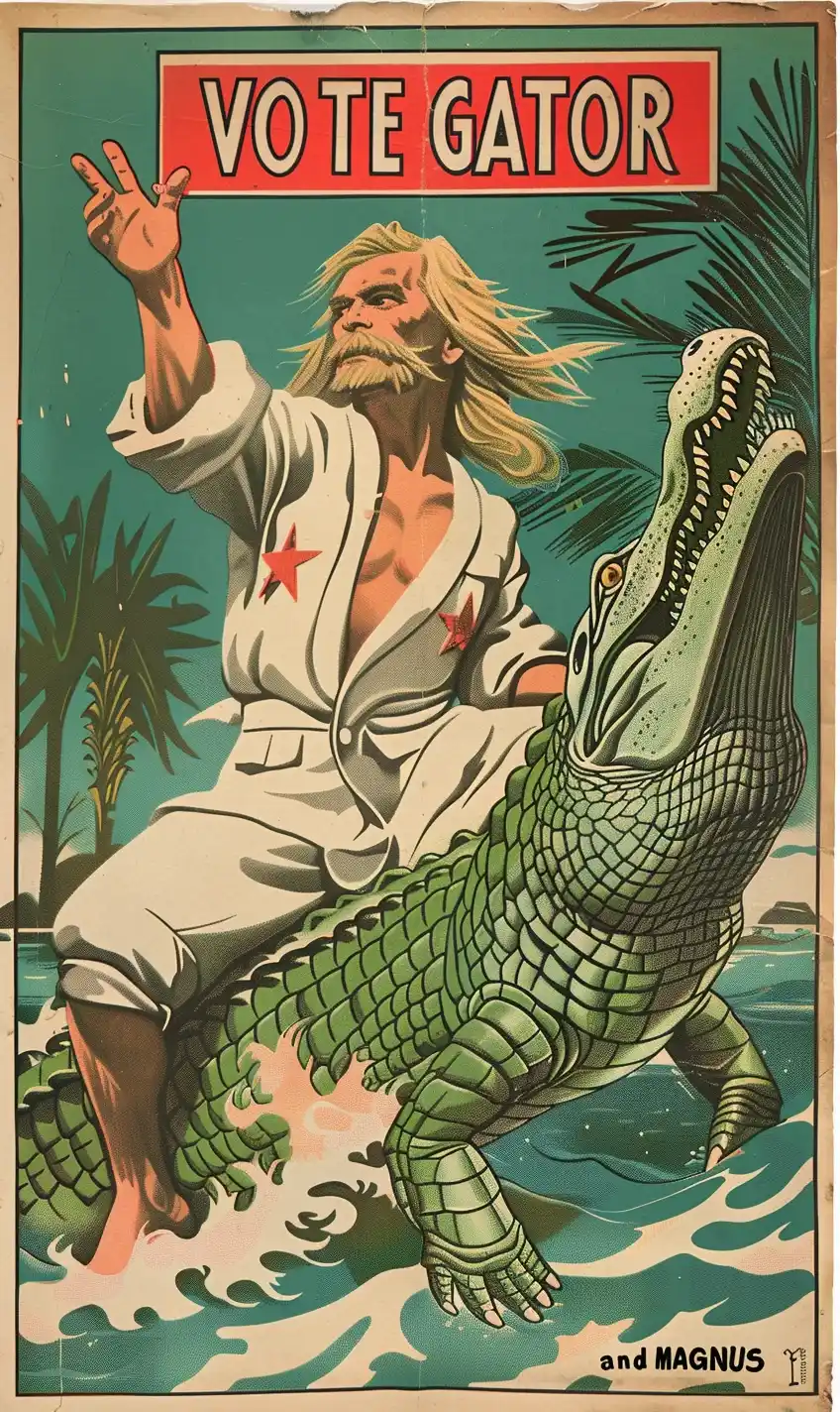 Communist Gator Propaganda Midjourney 提示词生成效果