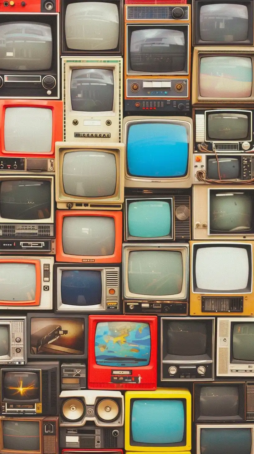 Retro TV Wall Display Midjourney提示词