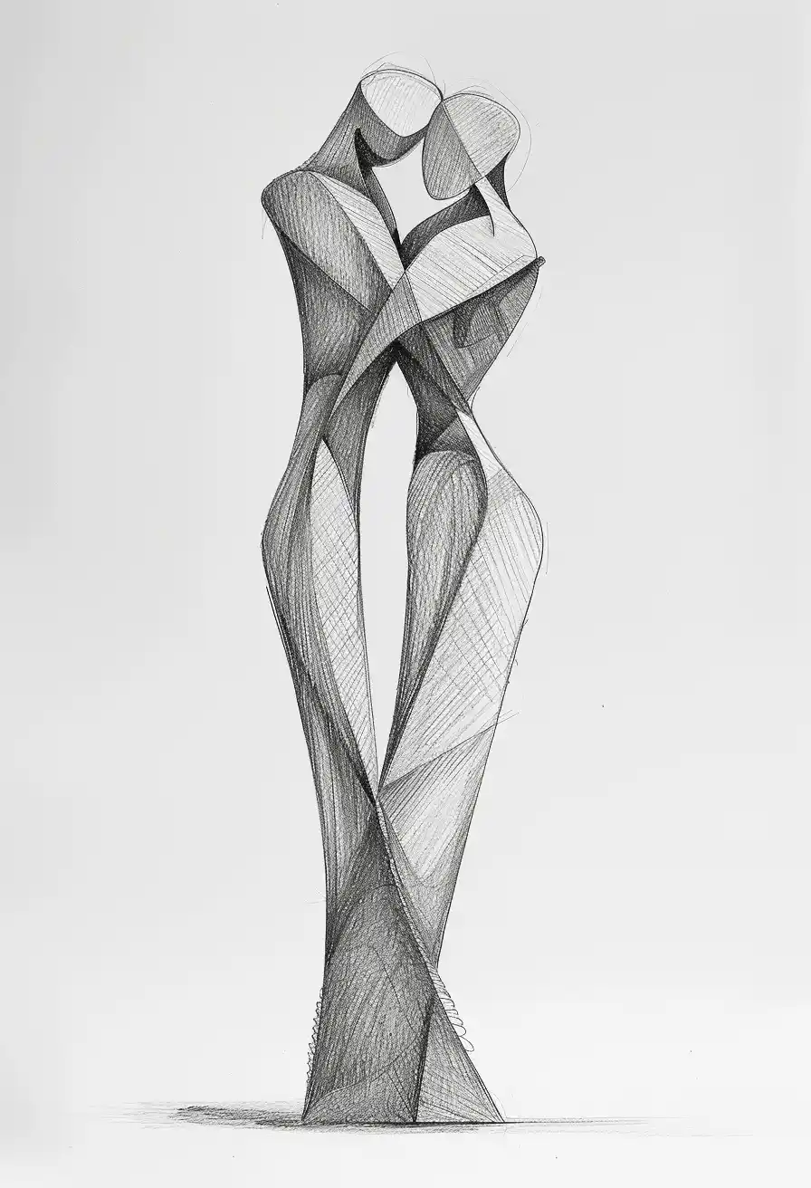 Abstract Human Support Sculpture Midjourney提示词