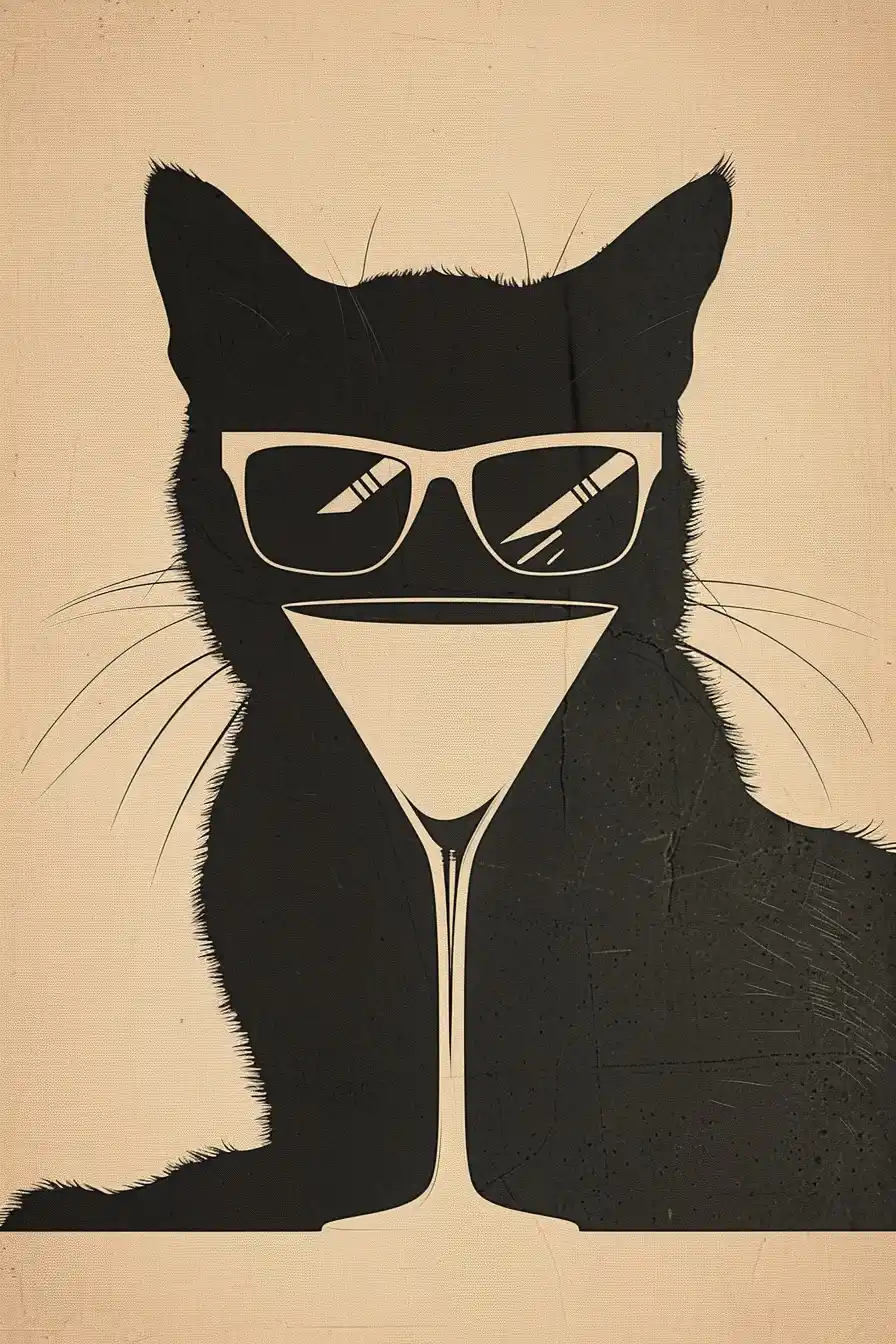 Minimalist Martini Cat Midjourney 提示词生成效果