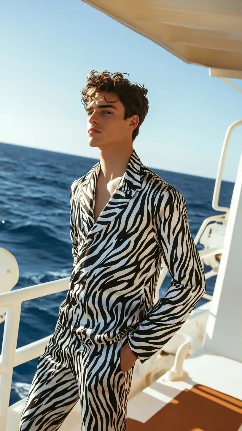 Zebra-Patterned Pajamas on Cruise Midjourney 提示词生成效果