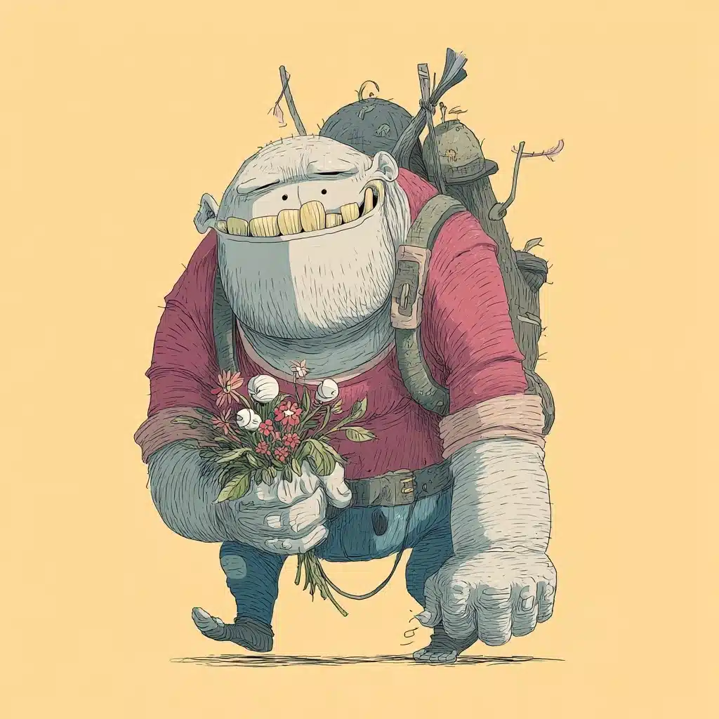 Goofy Ogre with Flowers Midjourney提示词