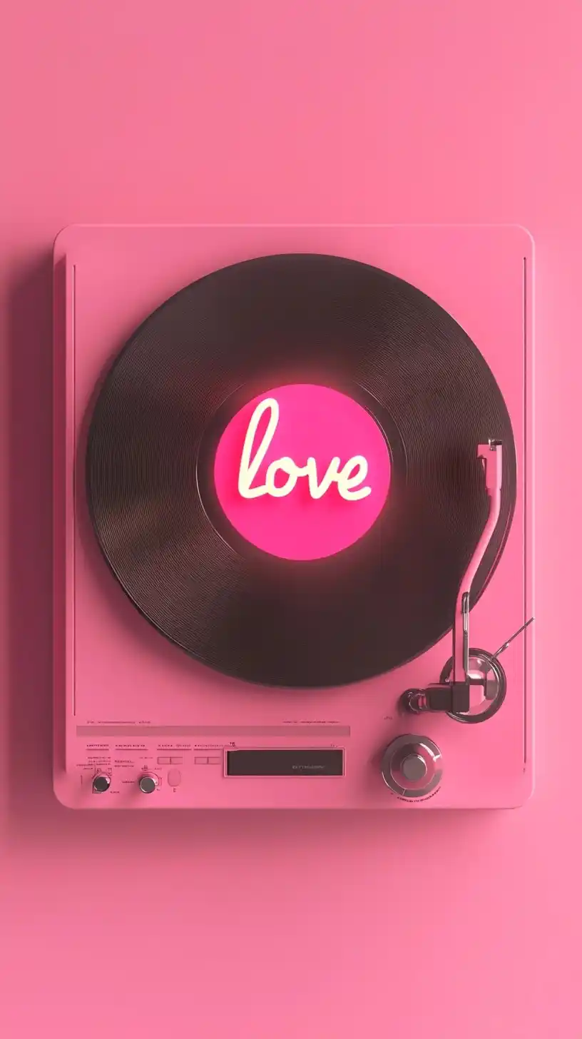 Hyper-Realistic Pink Record Player Midjourney提示词
