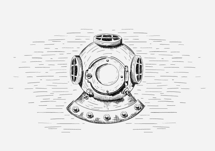 免费矢量潜水头盔插图
