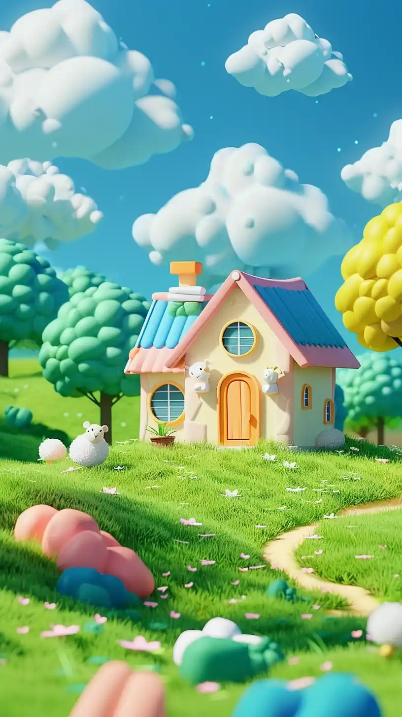 Nintendo Grass Field Scene Midjourney提示词