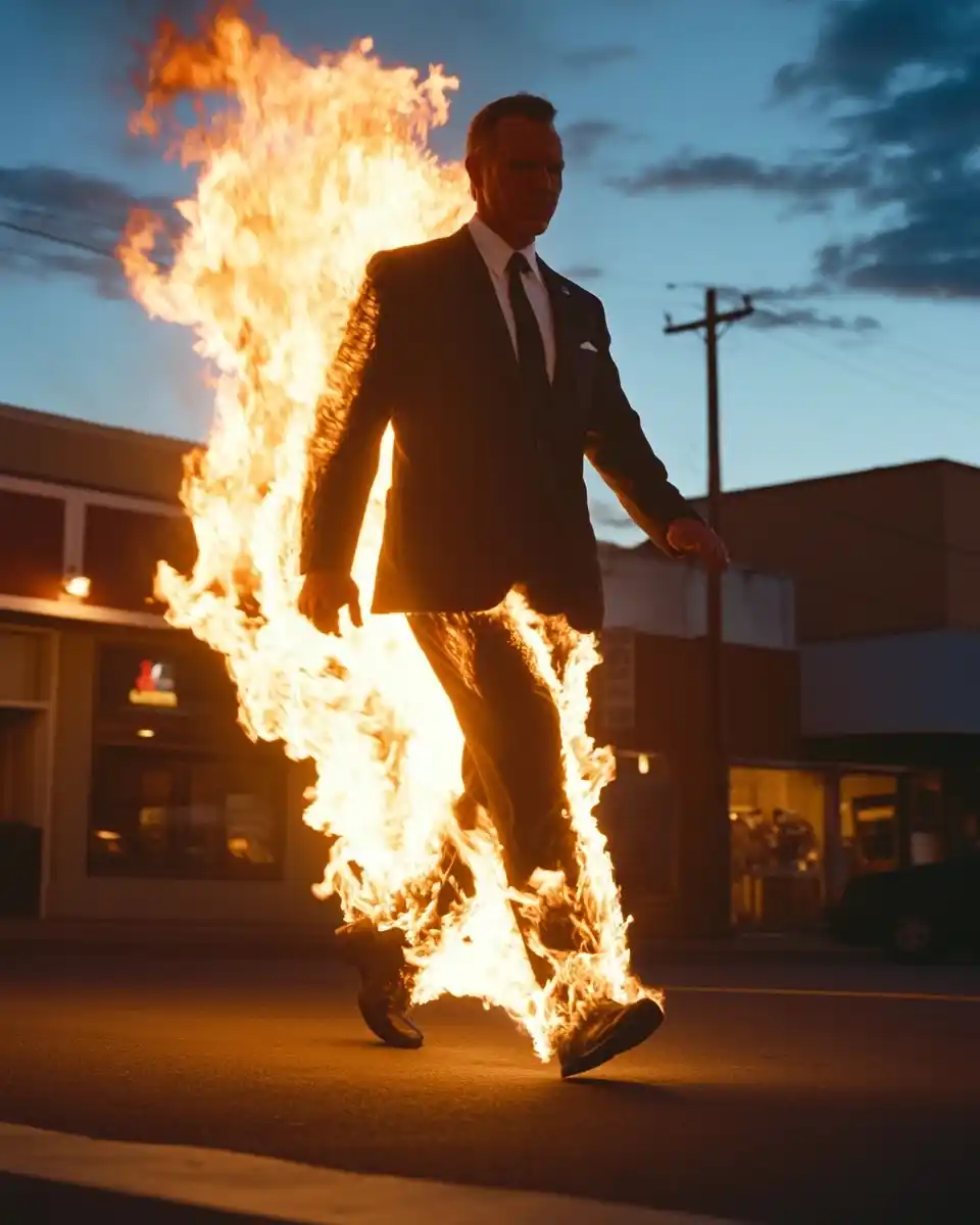Fiery Stuntman Politician Midjourney提示词