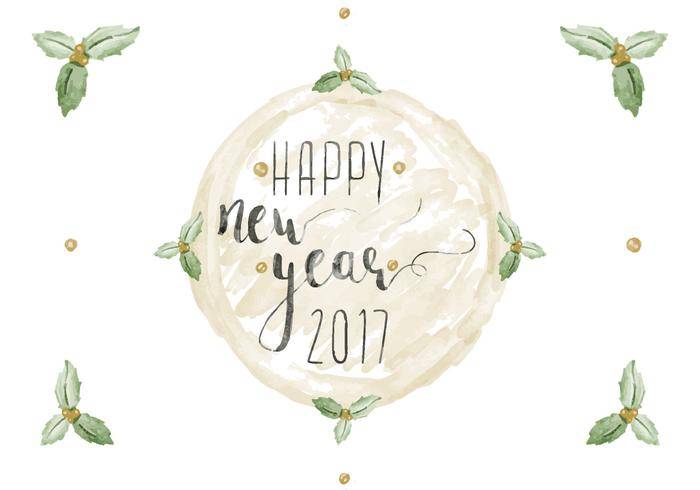 免费新年快乐水彩矢量