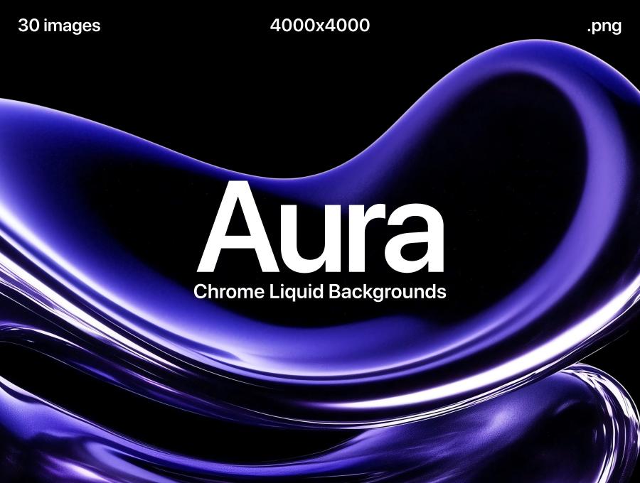 Aura炫彩液态渐变！4000x4000透明背景未来风素材