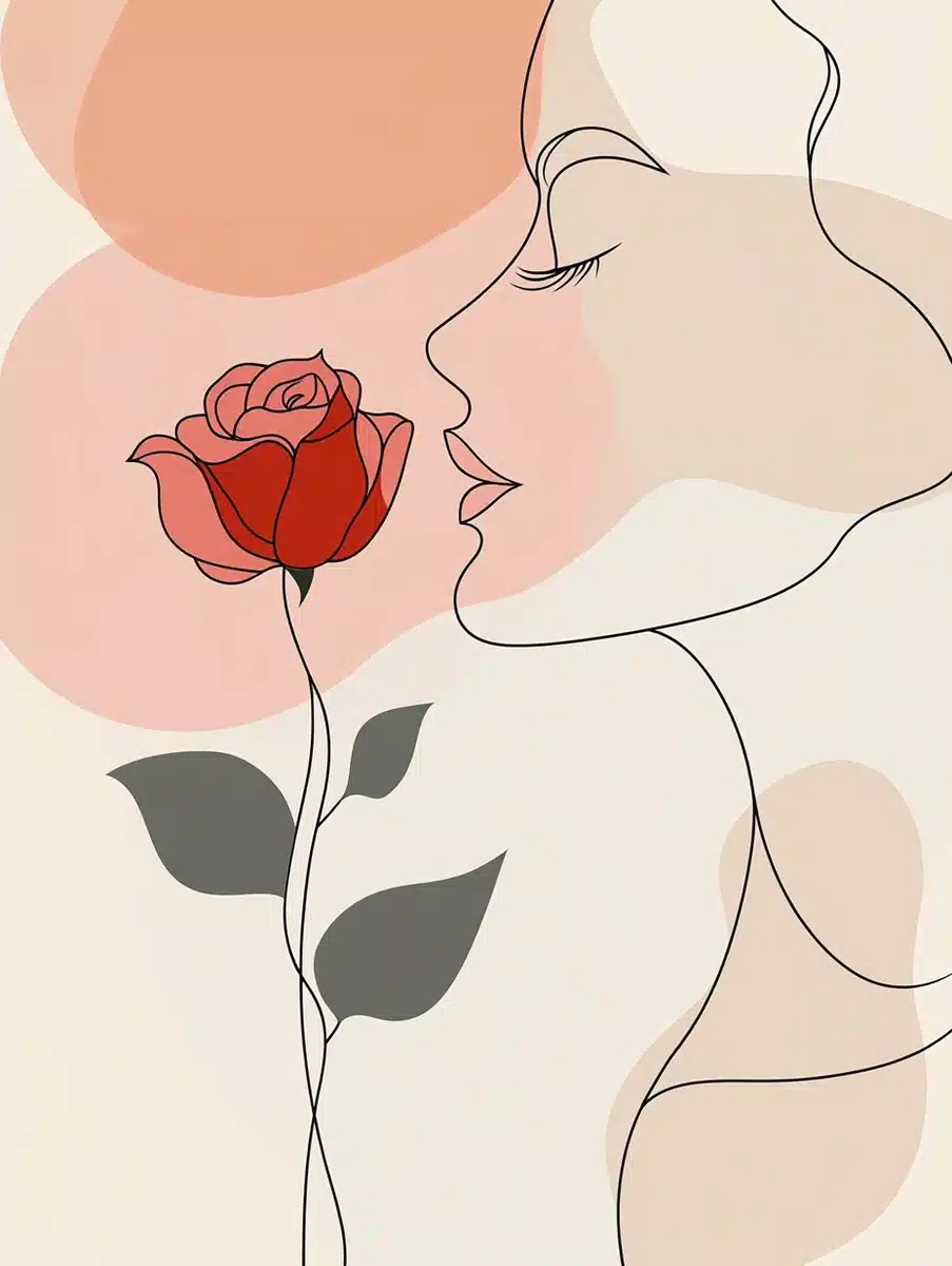 Minimalist Love Illustration Midjourney提示词