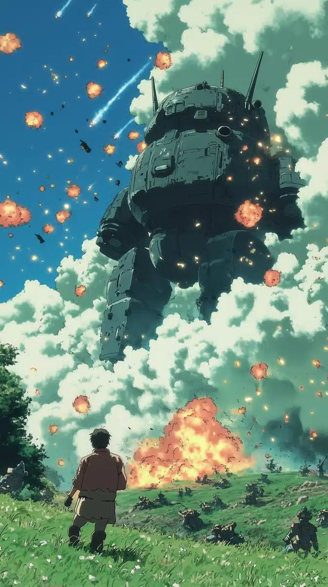 Anime Mech Battle Landscape Midjourney提示词
