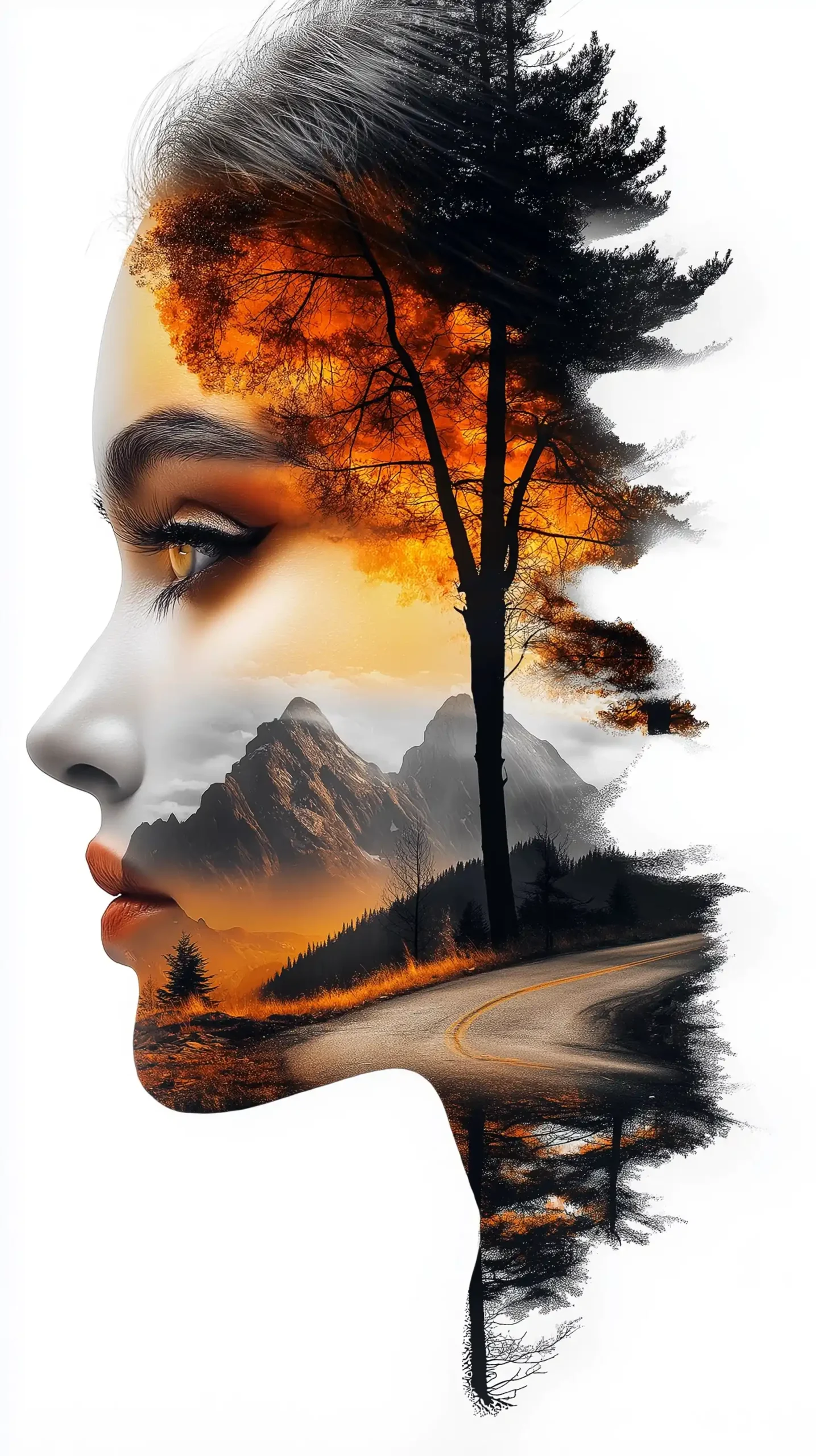 Double Exposure Woman Landscape Midjourney 提示词生成效果