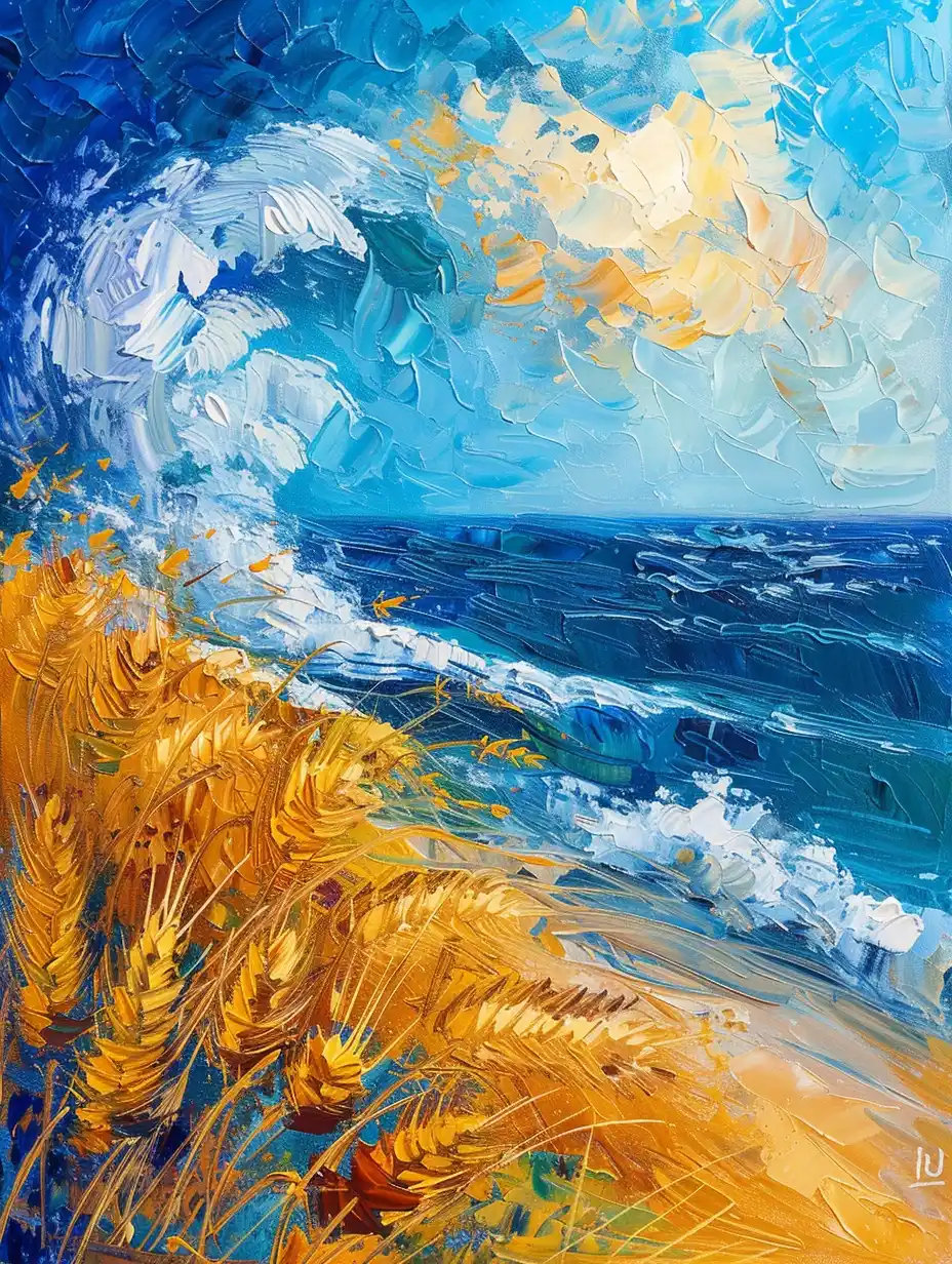 Wheat Field Van Gogh Midjourney提示词