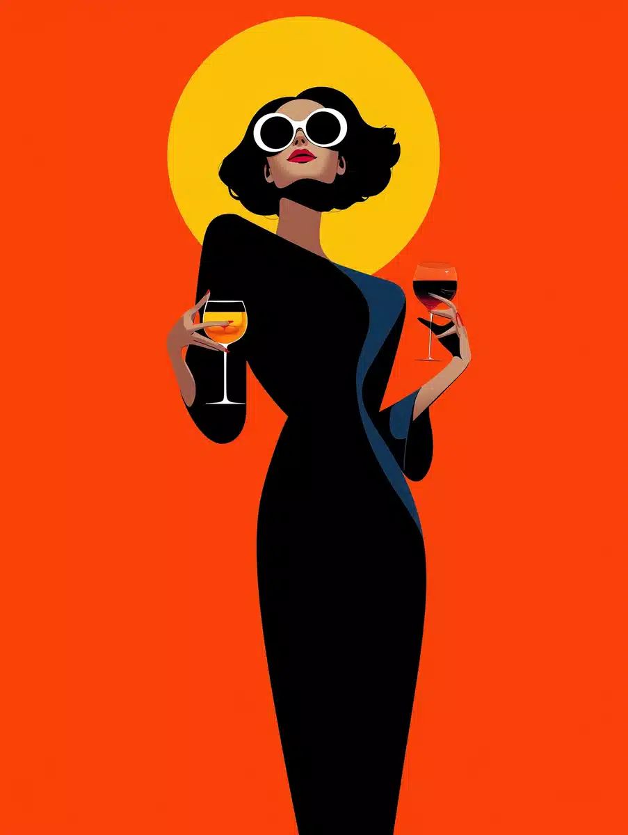 Elegant Woman with Wine Midjourney提示词
