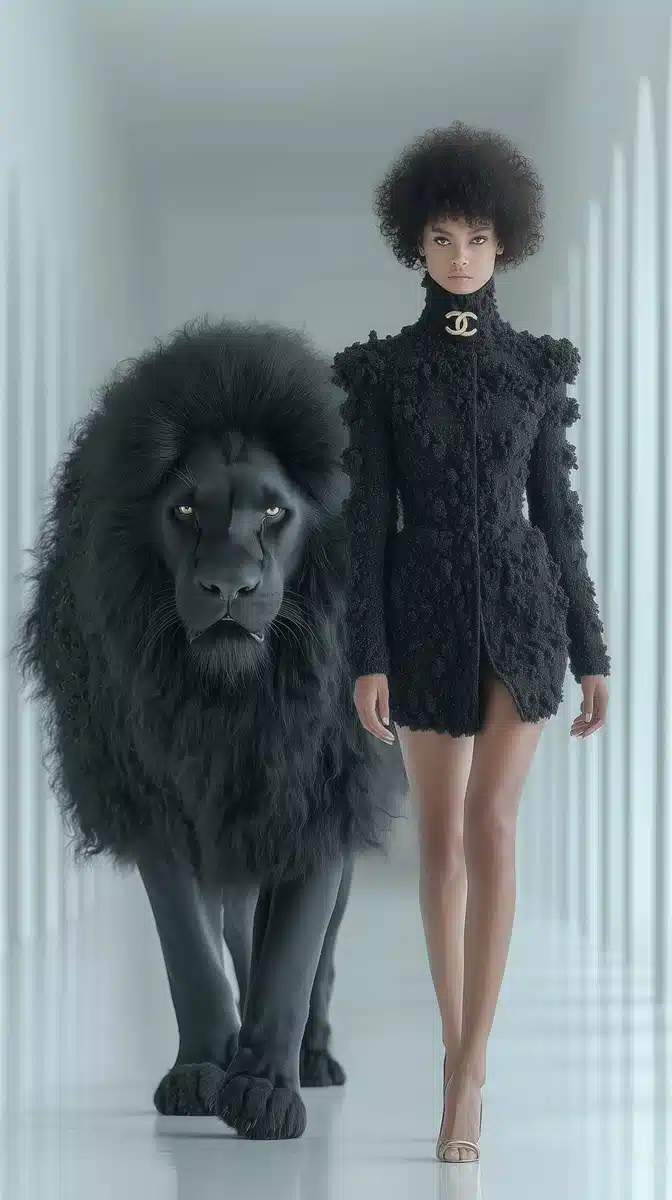 Futuristic Queen and Lion Midjourney提示词