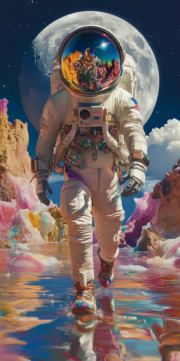 Astronaut and Robot on Glacier Midjourney提示词