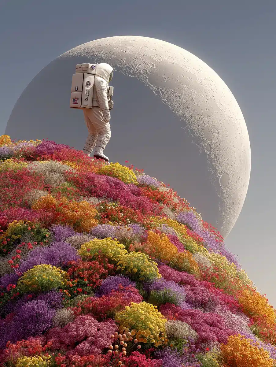 Astronaut on Floral Planet Midjourney提示词
