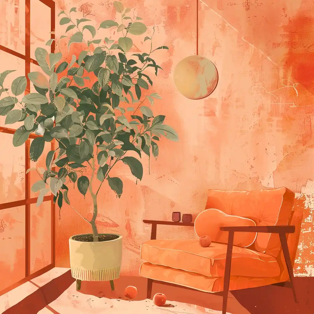 Peach Fuzz Interior Illustration Midjourney提示词