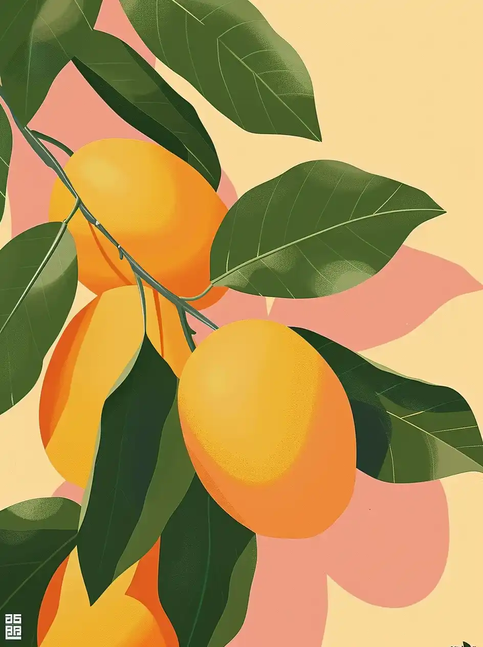 Flat Mangoes Poster Midjourney提示词