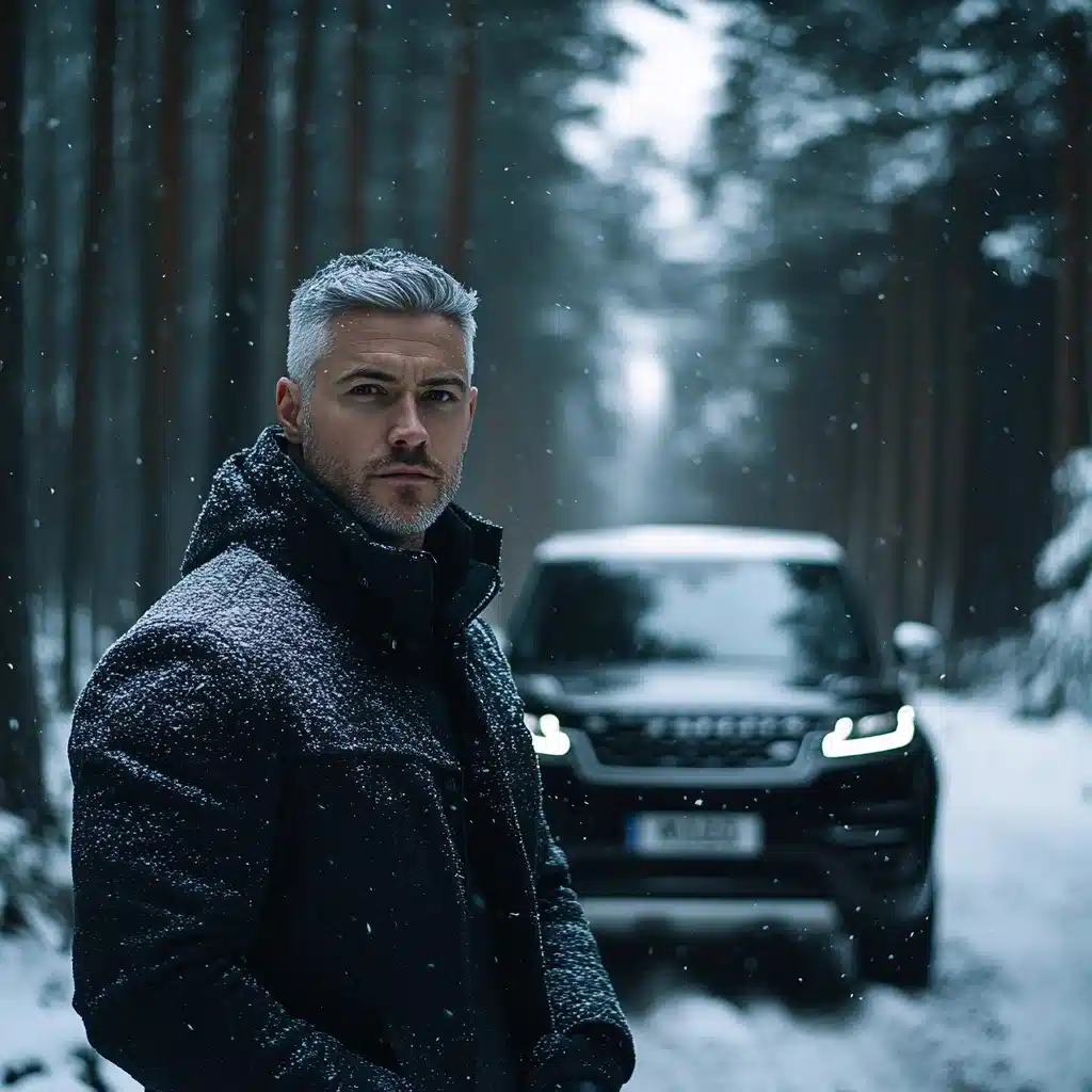 Businessman in Snowy Forest Midjourney提示词