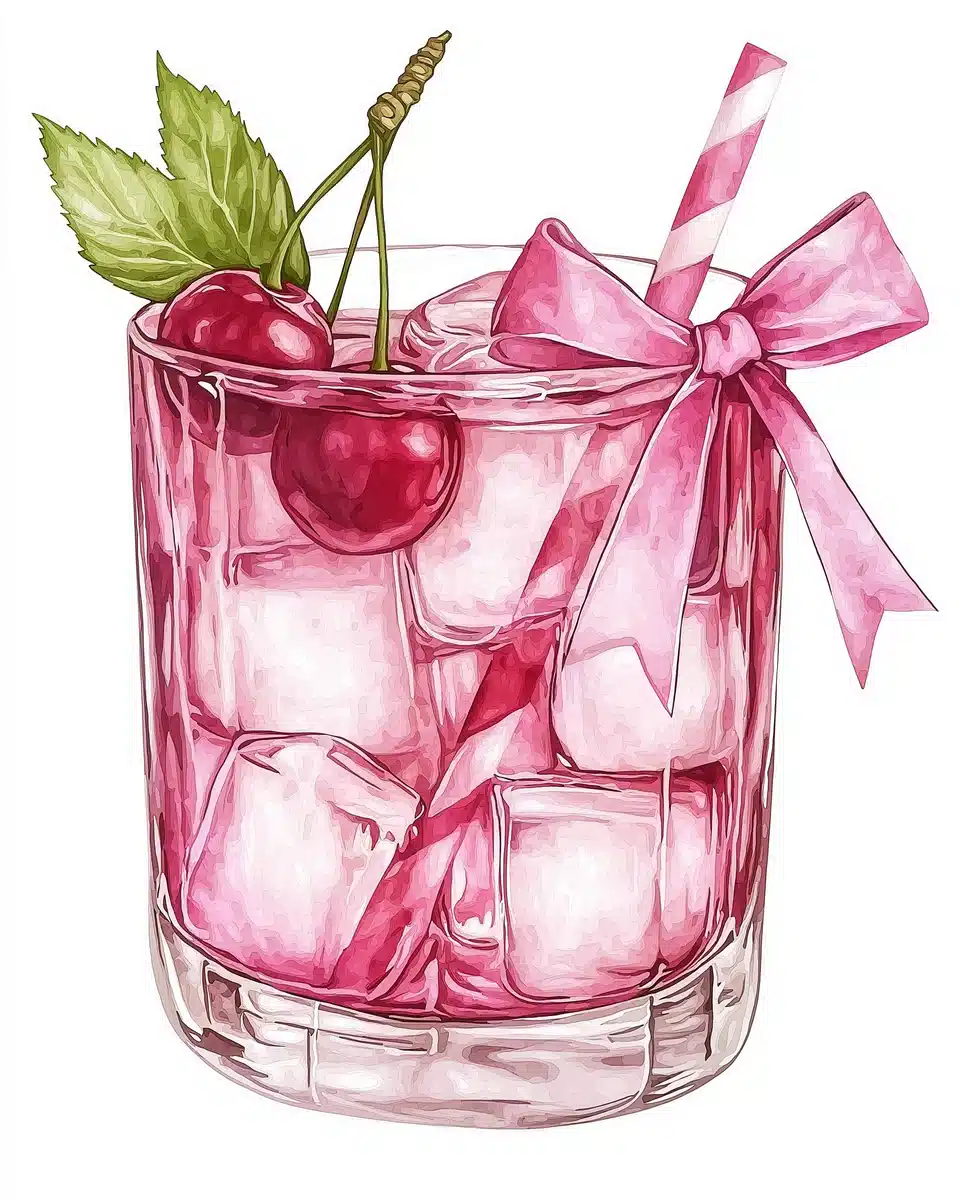 Retro Watercolor Shirley Drink Midjourney提示词