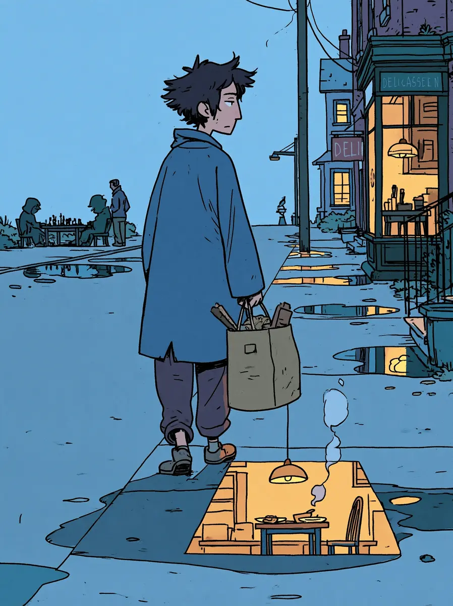 Magical Realist Evening Street Midjourney提示词