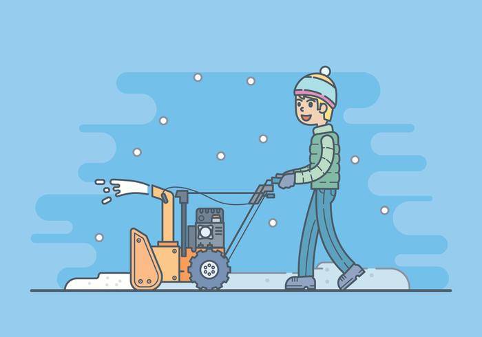 有吹雪机例证的男孩