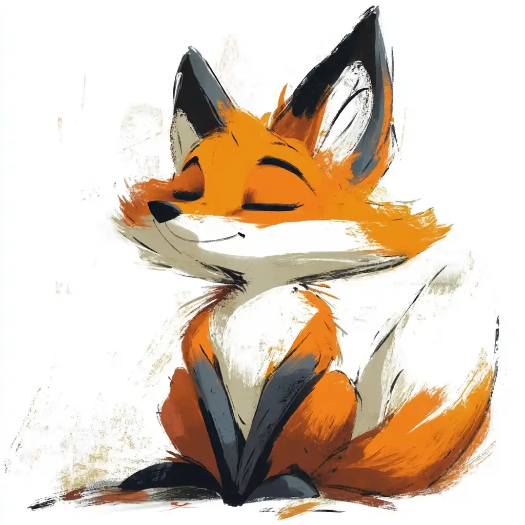 Cartoon Shy Fox Design Midjourney 提示词生成效果