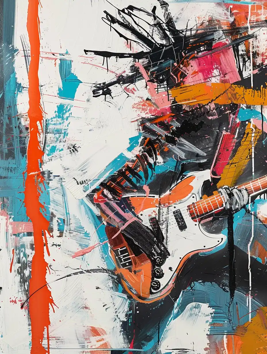 Live Performance in Basquiat Style Midjourney提示词