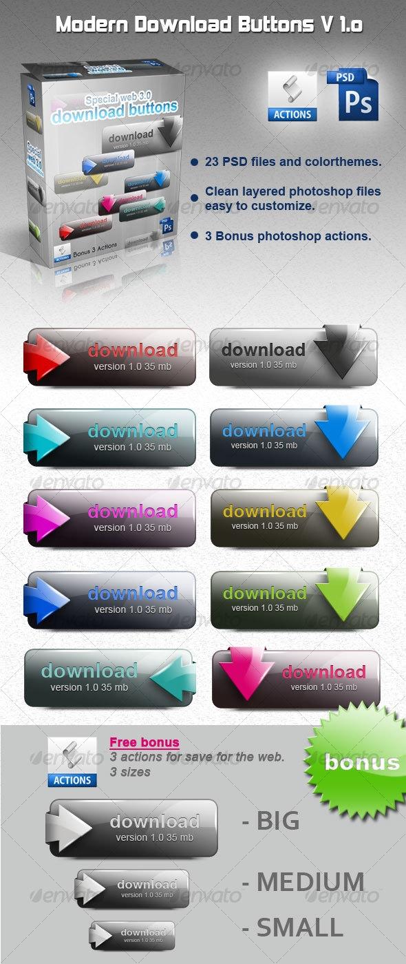 GraphicRiver&nbsp;-&nbsp;现代按钮V1.0&nbsp;（含PSD文件）